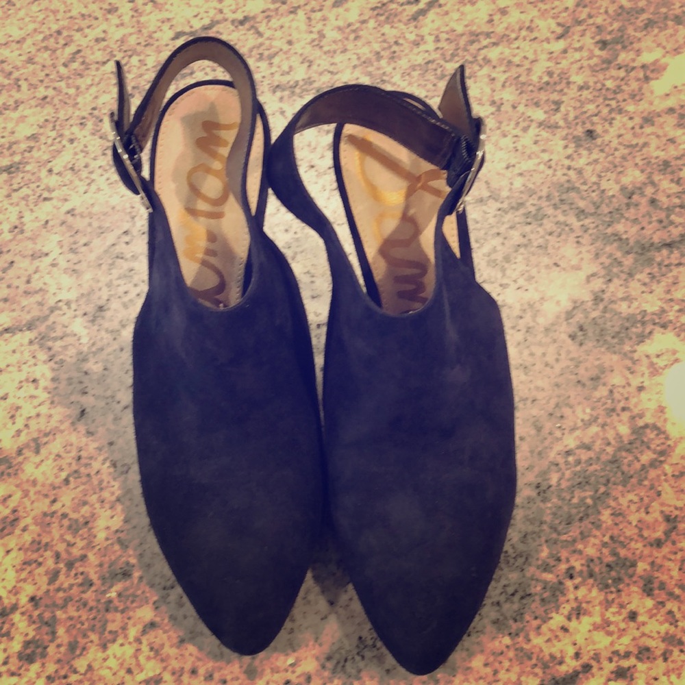 Sam Edelman Dark Blue Suede Clog Heels